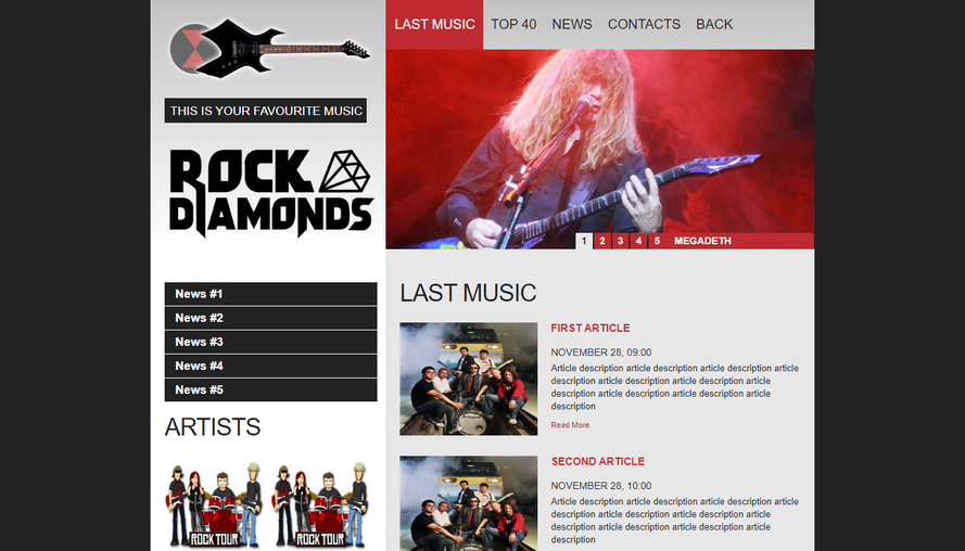 紅黑系搖滾音樂樂團官網網站模板
