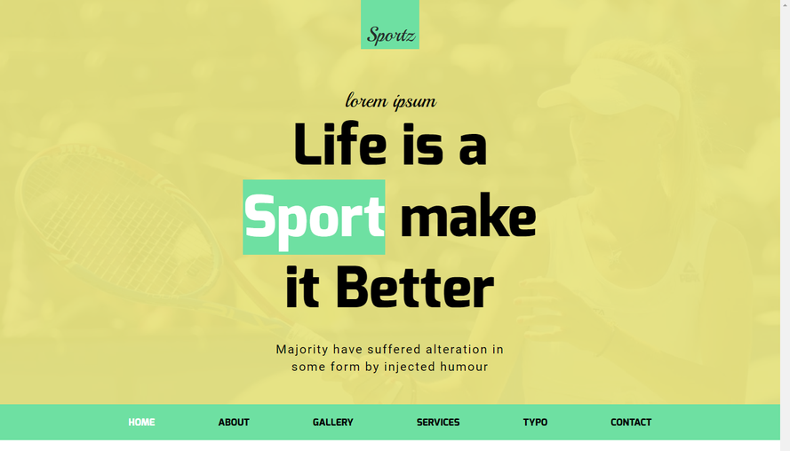 Simple green tennis sports picture display whole site template