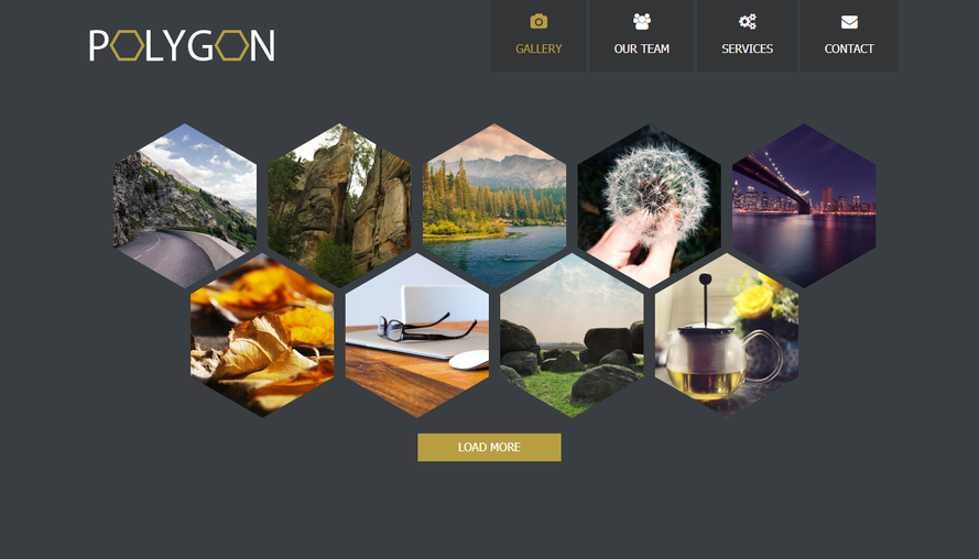 Black personalized honeycomb shape photography album HTML5 template