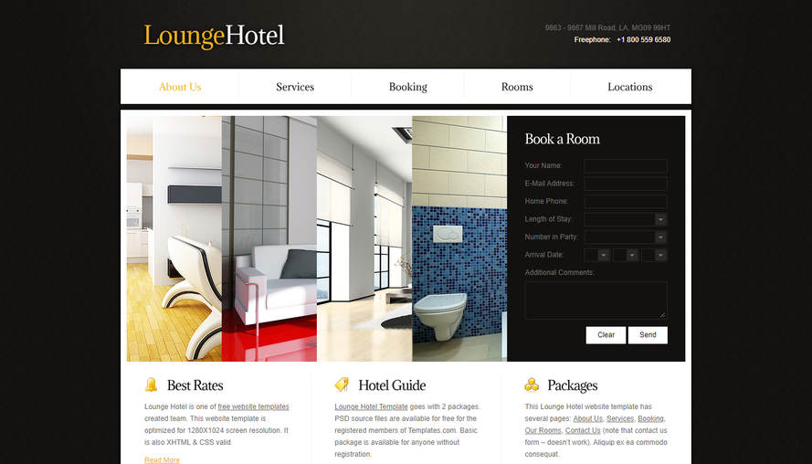 黑色精品漂亮的餐饮酒店网站模板