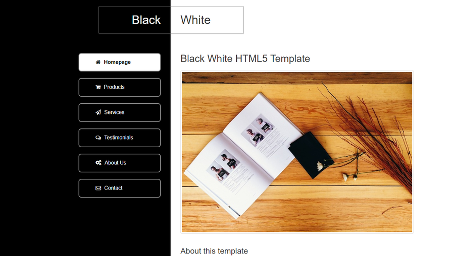 Black and white personalized two column html5 blog template