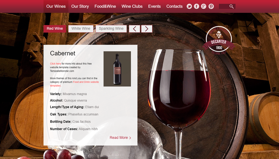红色大气的HTML5红酒企业网站模板