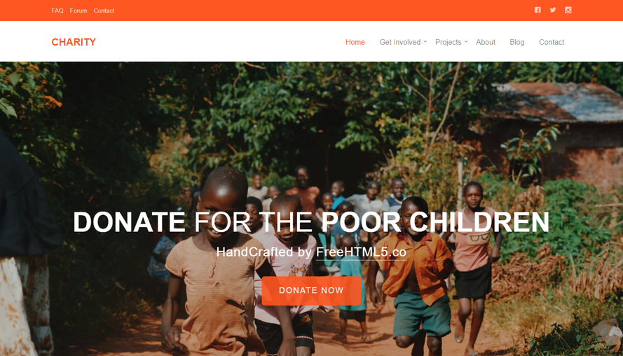 橙色大气儿童公益组织企业官网模板