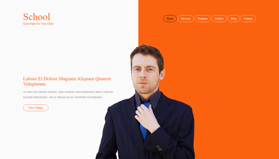 Simple orange international English training school website template