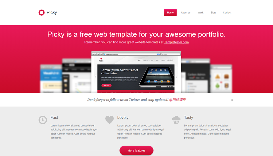 大紅色簡潔的網站建立企業官方模板