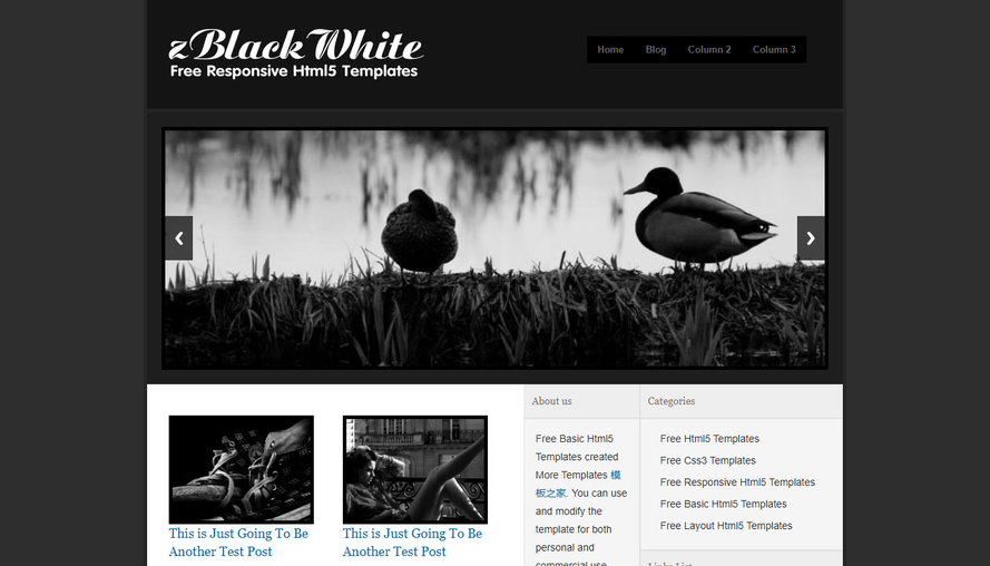 Pure black blog slide theme PC mobile template download