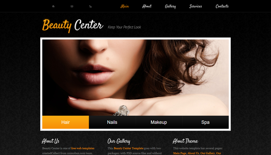 黑色花紋漂亮美容美髮公司企業網站模板