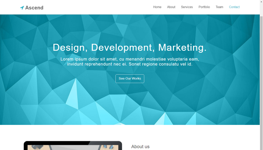 Blue simple web design work case bootstrap template