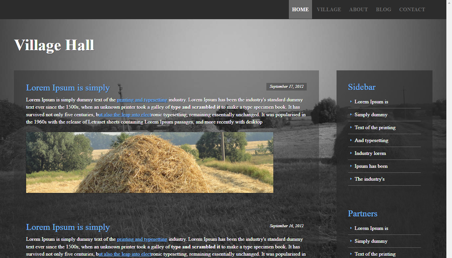 Black background widescreen adaptive css template