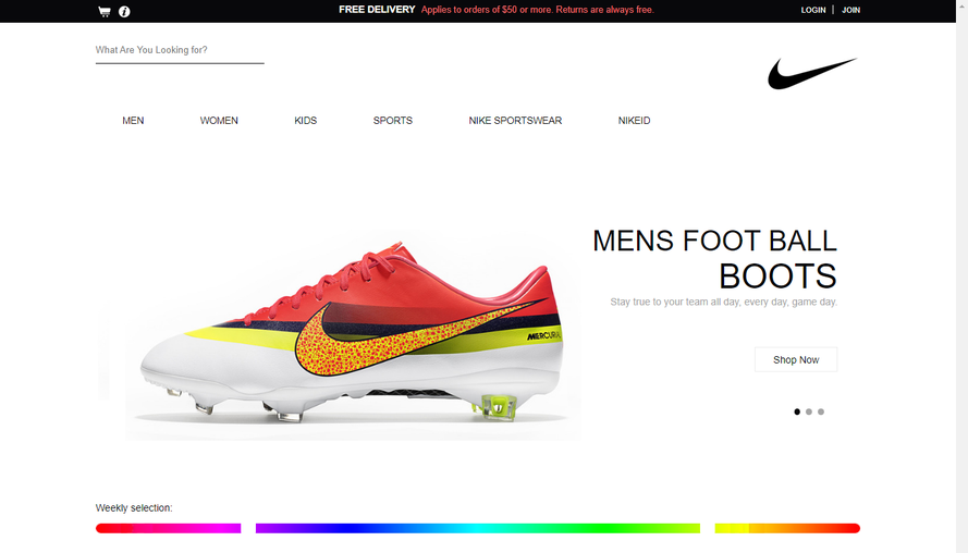 Widescreen simple nike football shoes e-commerce store template