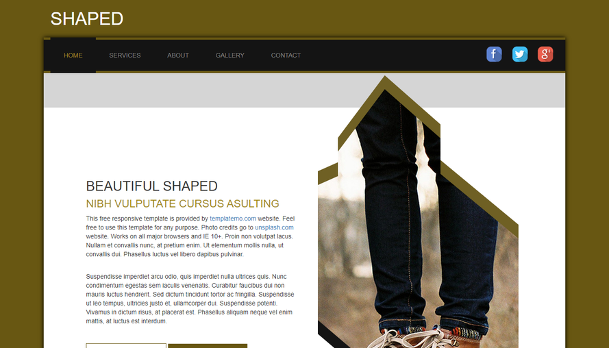 個性設計棕色牛仔服裝企業網站模板