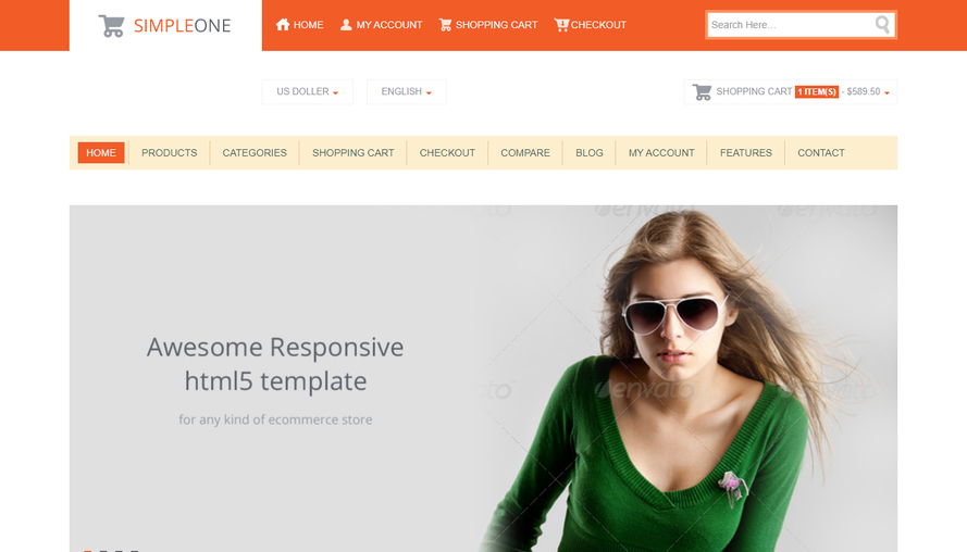 Orange responsive clothing online shopping mall corporate template