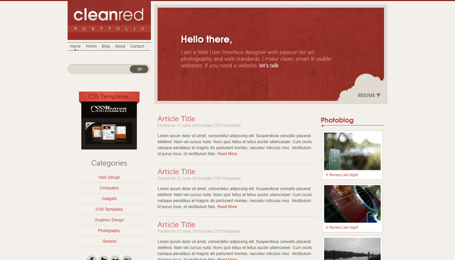 Simple and clean red corporate website template