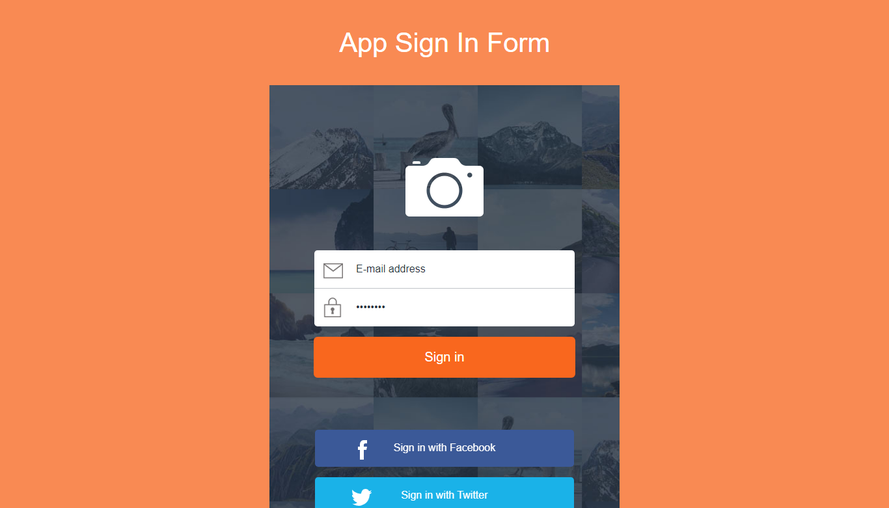 App application registration page form template