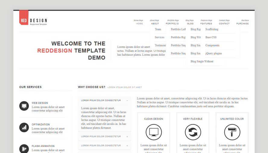 Simple widescreen flat design bootstrap template download