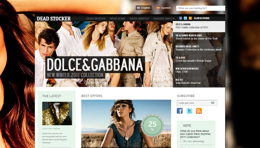 Black and green large picture background clothing enterprise website blog template