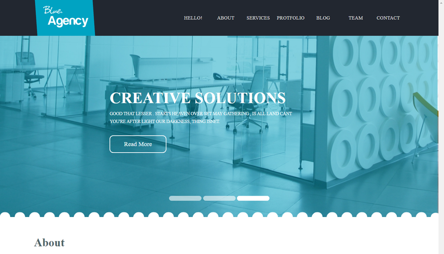 Blue widescreen beautiful website design company whole site template