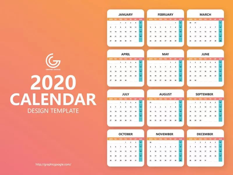 免费可商用 | 2020年日历设计模板