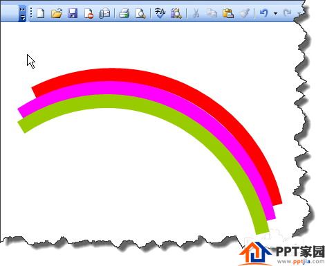 How to draw a circular arc rainbow in PPT
