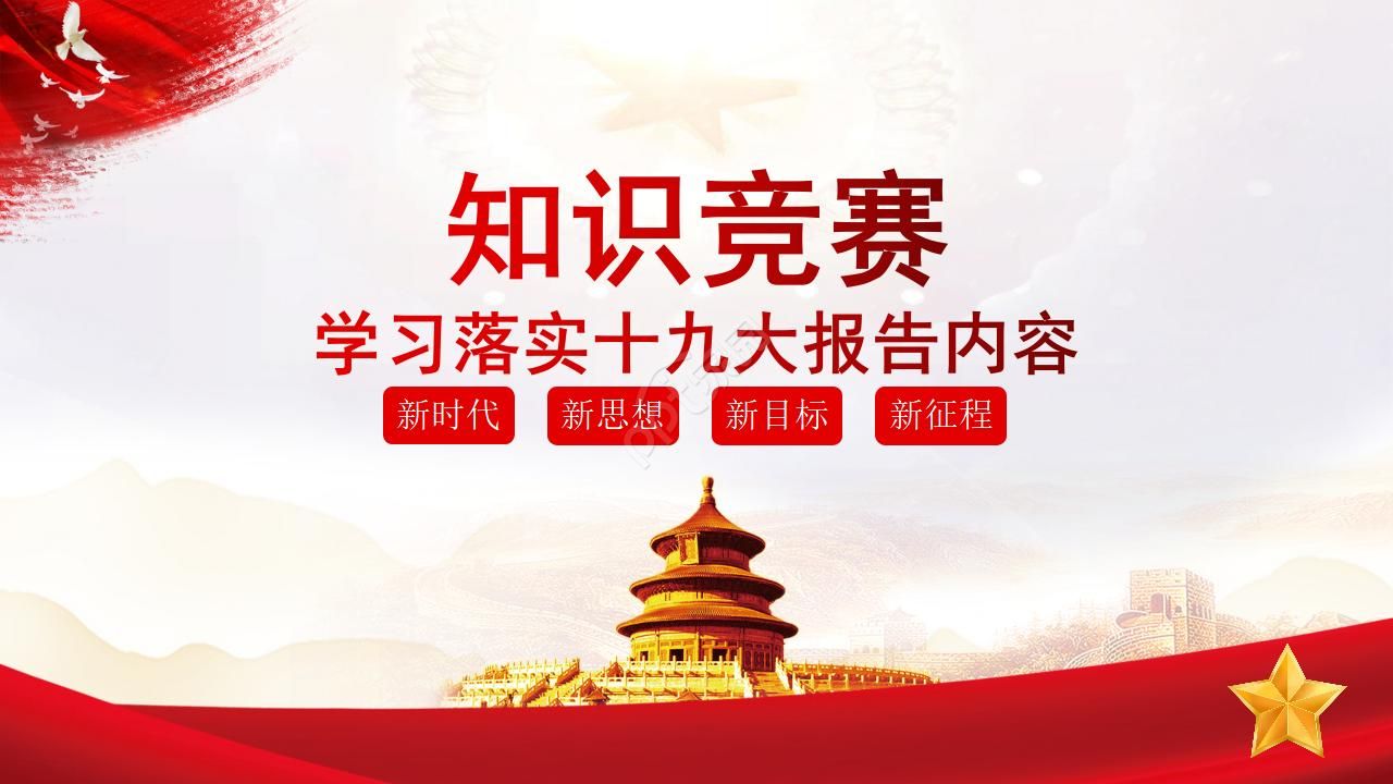 The unit party committee organizes the 19th National Congress of the Communist Party of China knowledge contest ppt template download recommendation