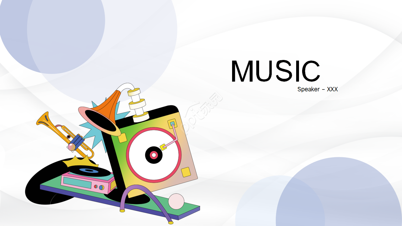 Creative black and white music education PPT template download recommendation