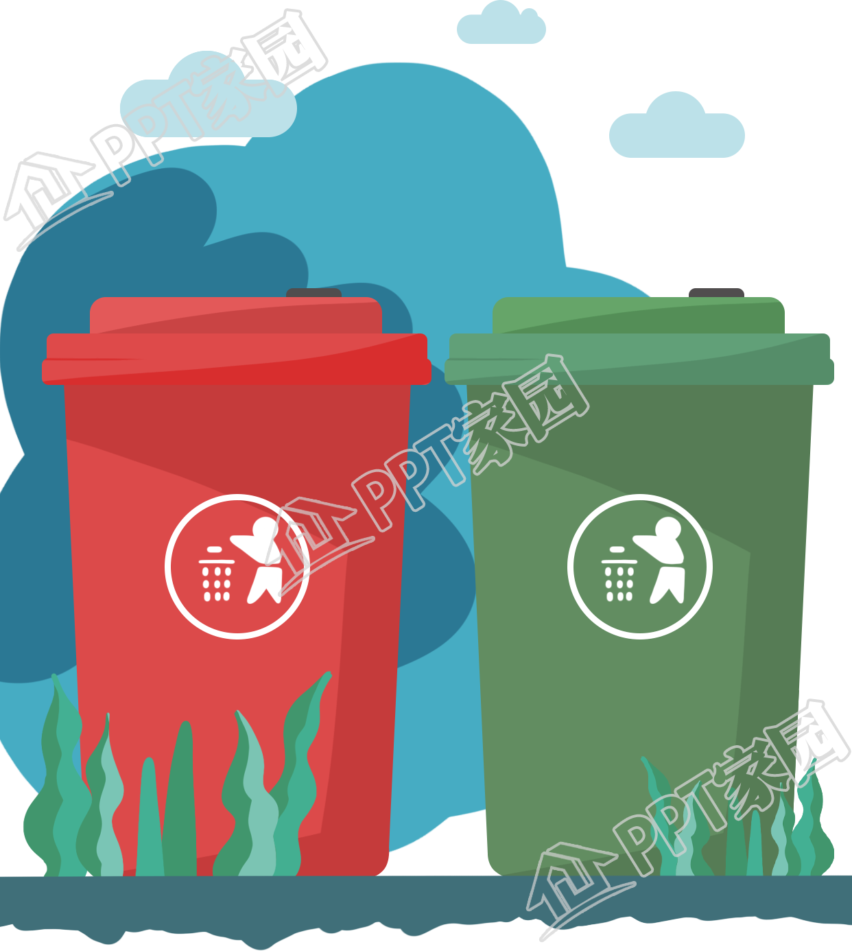 Hand-painted garbage sorting environmental protection theme picture material download recommended