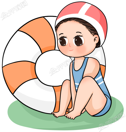 Cartoon hand drawn swimming little girl character download recommended