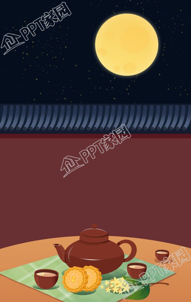 Antique ancient architecture mid-autumn festival moon appreciation tea set