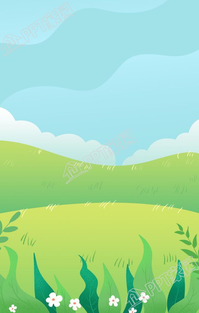Fresh and simple blue sky and white clouds under the field hillside grass background picture material download recommended