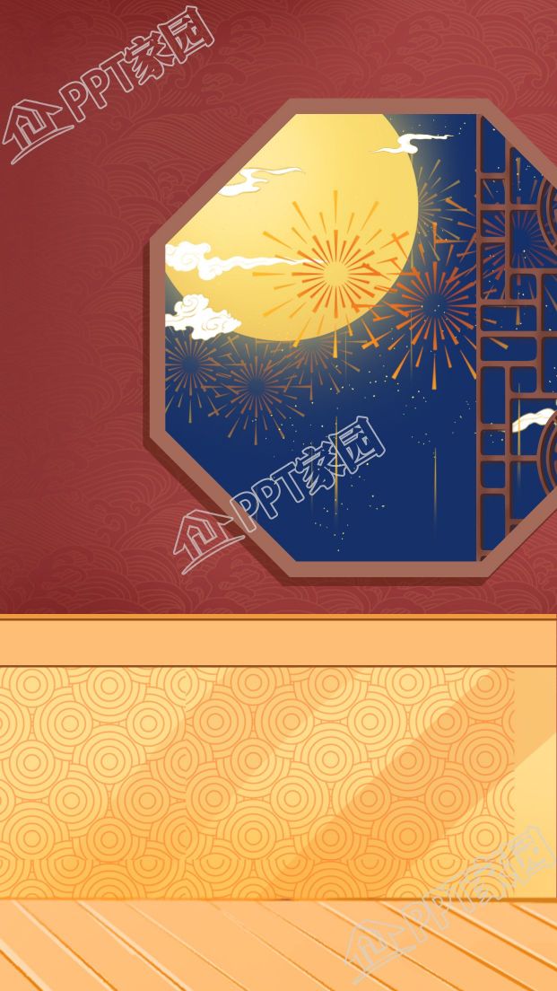 Mid-autumn full moon fireworks classical style background material download recommended