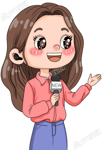 Cartoon hand-painted female reporter character material picture download recommended