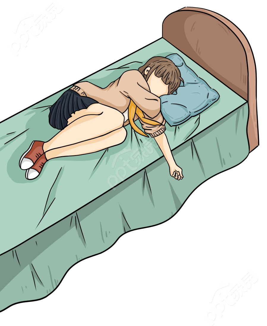 Cartoon hand-painted people lying on the bed vector material download recommended