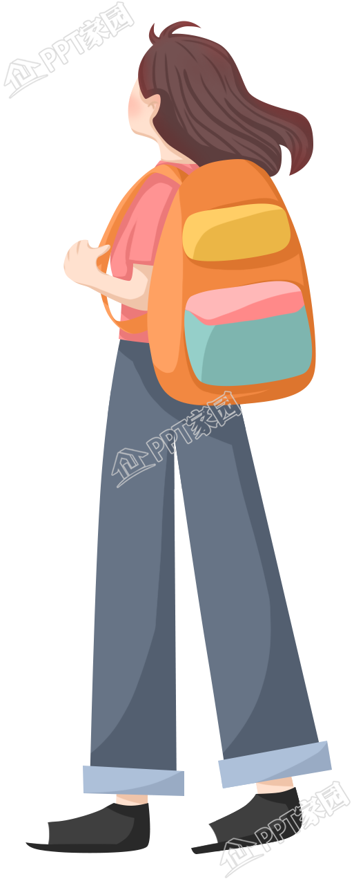 Girl with backpack traveling