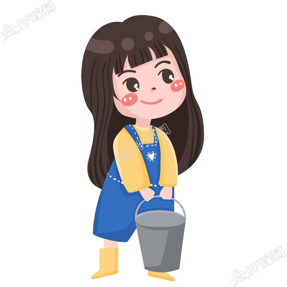 Cartoon hand drawn bucket girl character material download recommended