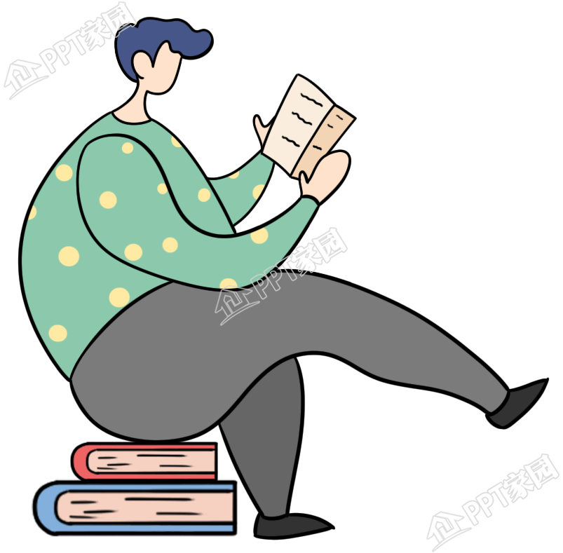 cartoon hand drawn boy sitting on a book reading a book material download recommended