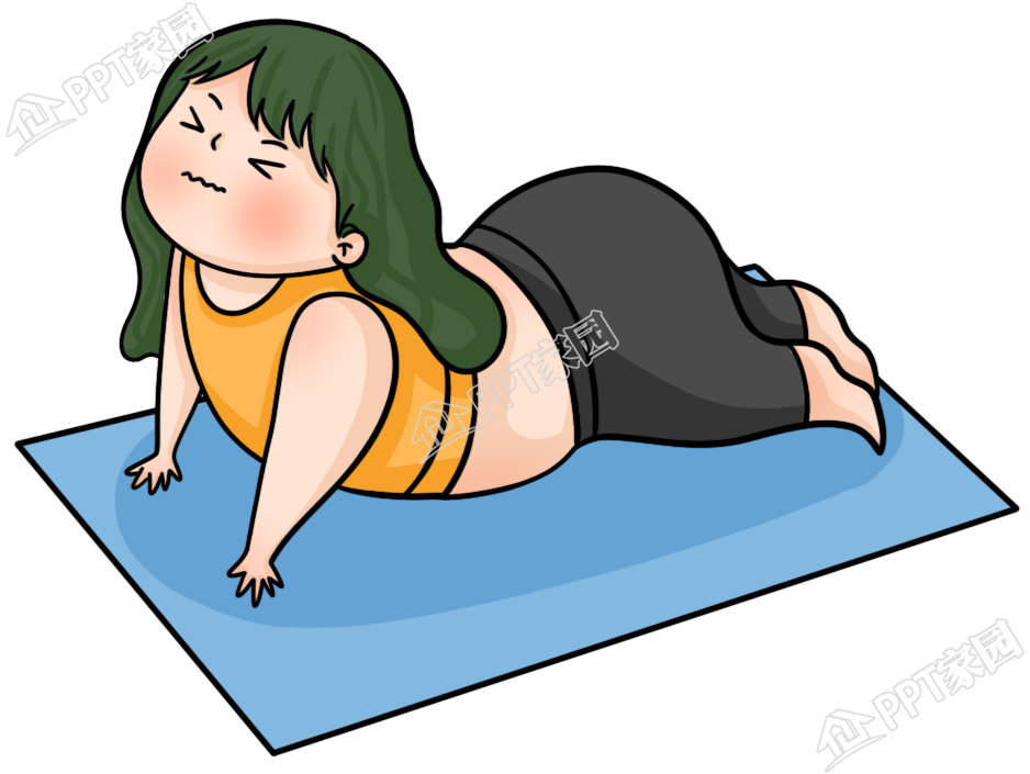 Cartoon hand-painted girl doing push-ups