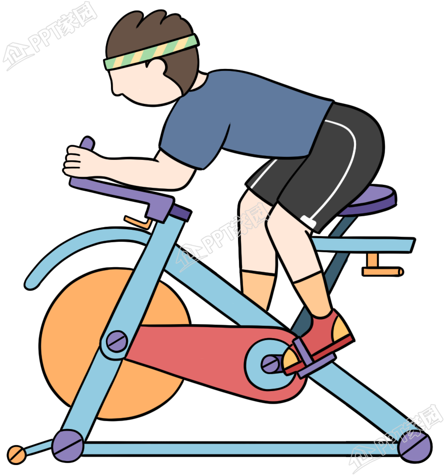 cartoon hand drawn boy riding a spinning bike