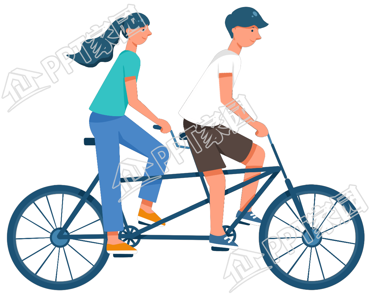 手绘人物双人骑行自行车图片素材下载推荐