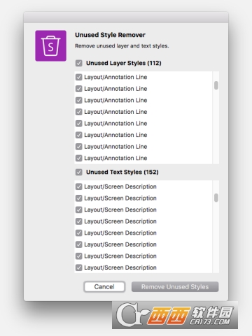 sketch删除未使用图层和文本样式插件Unused Style Remover